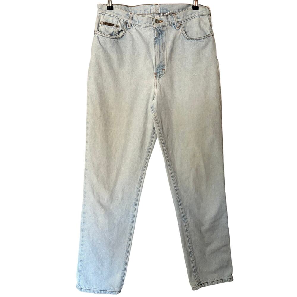 Calvin Klein 1980s Vintage Union USA Jeans Sz‎ 14 Straight High Rise Light Wash